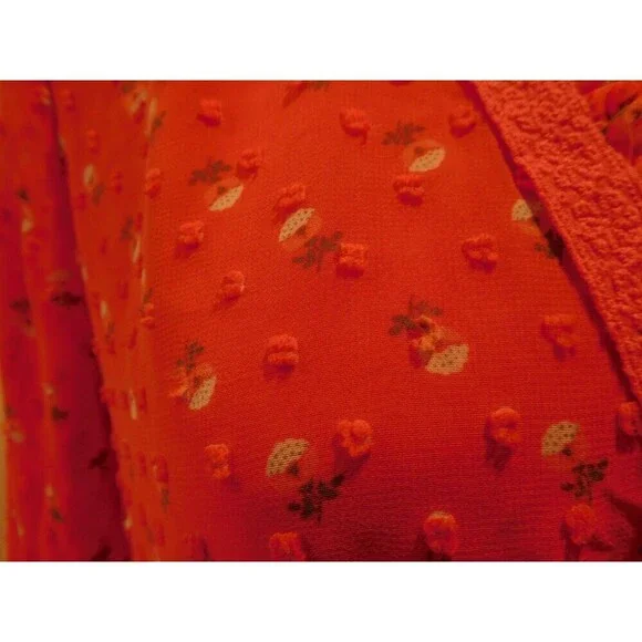 Darling MATILDA JANE "Must Be Love" Red Tufted Dot Crossover Blouse M - Picture 4 of 11